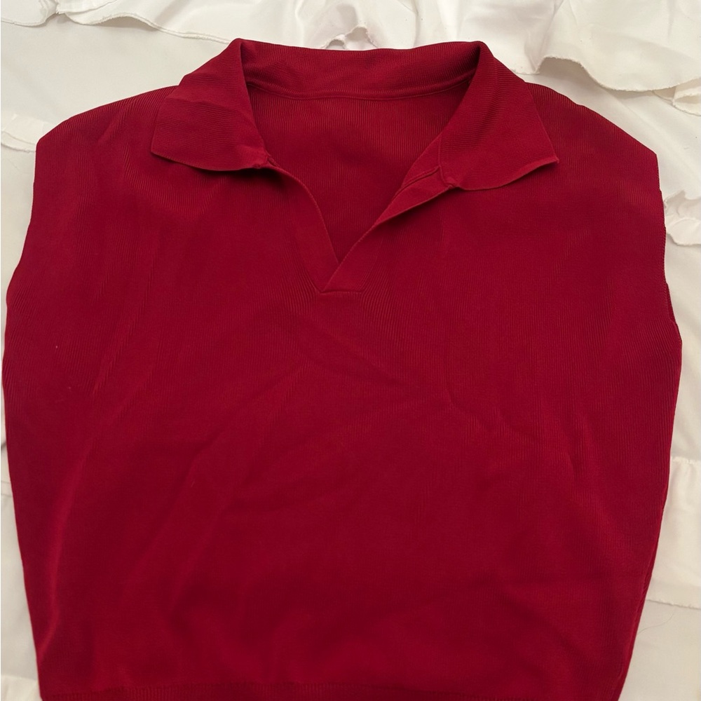 Red Women's Polo Top